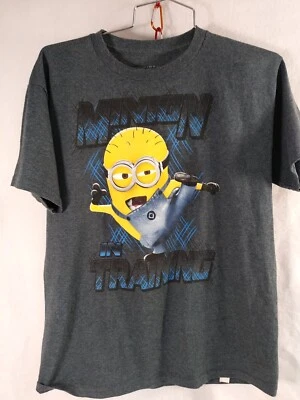 DESPICABLE ME "Minion In Training" Distressed Logo Gray T-Shirt Youth XXL (18) - Image 1 of 4