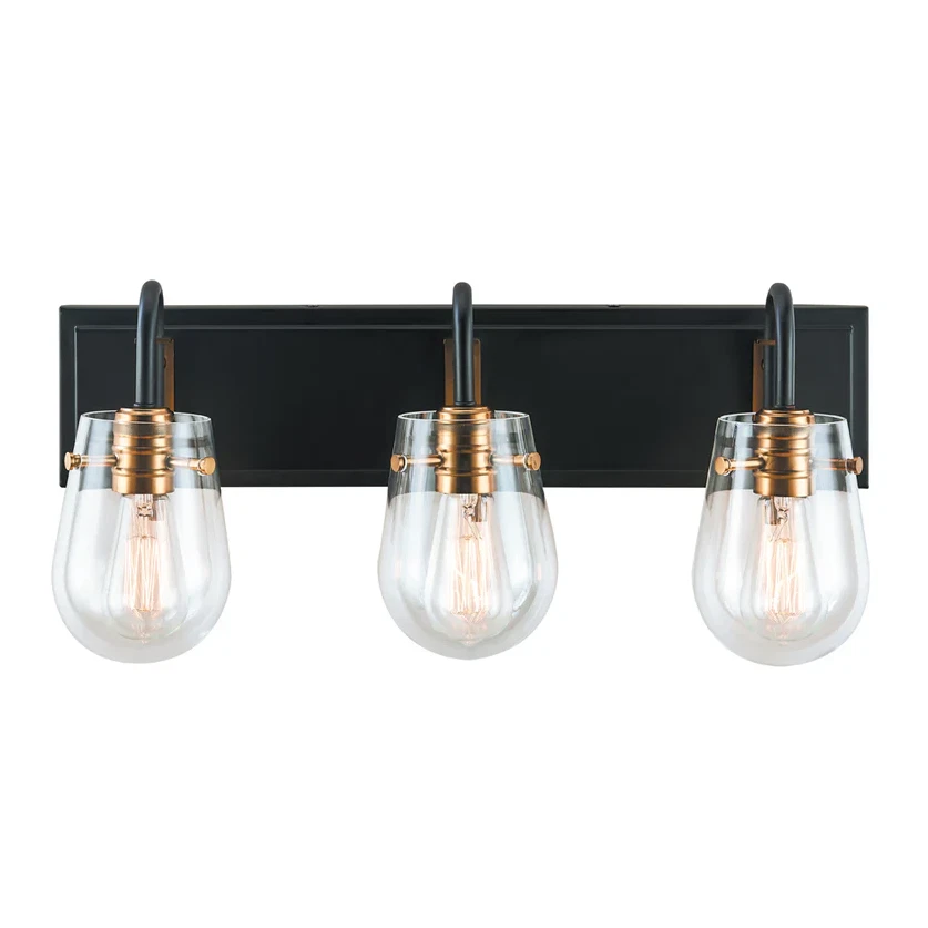 Bromyard литейный состаренный латунный и матовый черный три света ванна - Изображение 1 из 1