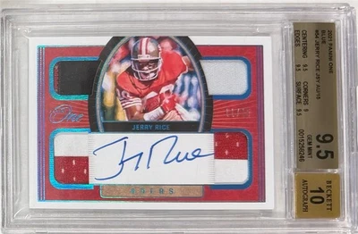 Tarjeta Jersey Jerry Rice Panini One 2021 azul automático - BGS 9,5 con 10 automático... #11/15 Foto 1 de 2