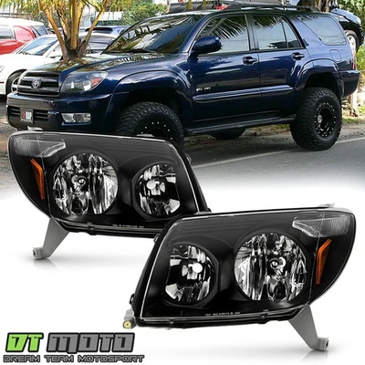 Faros delanteros izquierda+derecha para Toyota 4Runner 4-Runner 2003 2004 2005 negros Foto 1 de 4