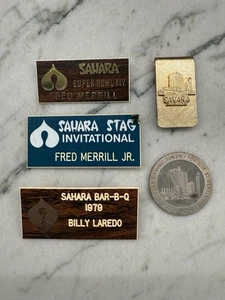 OOAK Collection! Vintage Sahara Casino $5 Sterling Token Money Clip & Pins - Picture 1 of 9