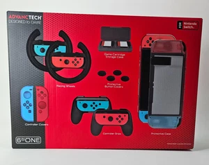 Advanctech 6 in 1 Set für Nintendo Switch Zubehör (ROT & BLAU) Brandneu! - Bild 1 von 3