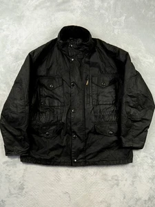 Chaqueta de cera Barbour Sapper para hombre XL negra abrigo con capucha utilitaria campo cremallera - Imagen 1 de 14