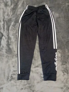 Adidas Jogger Pants Yth L 14 Tapered Track Style Stripes And Spell Out Black - Picture 1 of 13