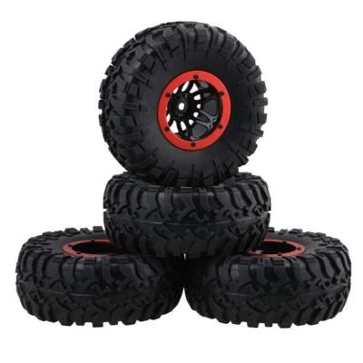 12pcs Inflatable Tires & Alloy 6 Spoke Black Wheel Rims with Red Clip for RC1:10 - Image 1 of 4