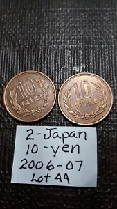 (2-10 yen Coins) 2006 & 2007 From Old Japan Nice Coins Lot 44 - Picture 1 of 2