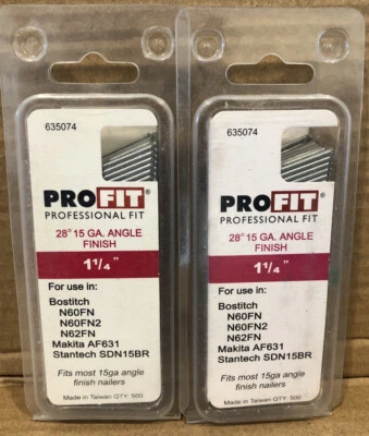 (LOT OF 2) Pro-Fit 0635074 Collated Finish Nail, 0.072 in x 1-1/4 in, 28 deg - Image 1 of 2