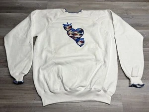 Vintage NOS Raglan Sweatshirt Quilt Hearts Ruffle Neckline Size XL Made in USA - Picture 1 of 8