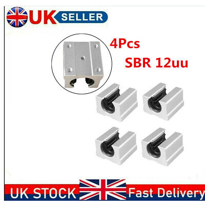 4PCS SBR12UU SBR Linear Ball Bearing Slide Block For SBR12 Linear Rail Guide UK • 14.99£