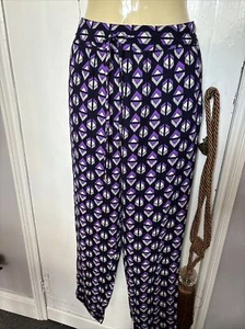 A&G Geometric Pattern Black Trousers Size 10 - Picture 1 of 7