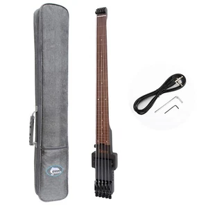 Travel Bass Guitar Electric Headless Bass 5 Strings Fretless Style with Gigbag - Picture 1 of 8