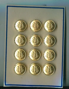 Knopf Musik 23mm vergoldet Musterplatte mit 12 Knöpfen (14) - Bild 1 von 3