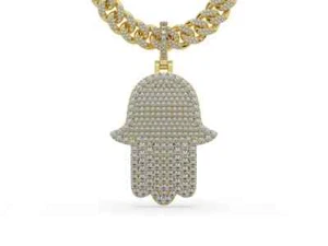 2ct Moissanite Women's Fatima Pendant 14K Yellow Gold Plated Silver 925 - Picture 1 of 5