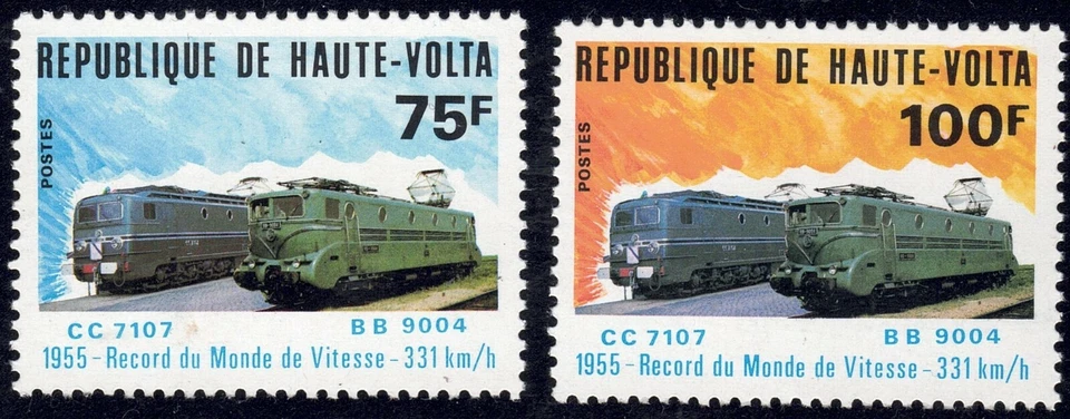 1980 Burkina Faso SC# 526-527 - World Locomotive Speed Record, 25th Anniv. -M-NH - Изображение 1 из 1