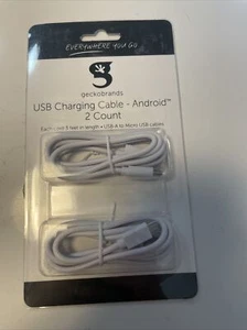 USB Charging Cable Cord 2 Count For Android USB-A To Micro Geckobrands -B.A5 - Picture 1 of 3