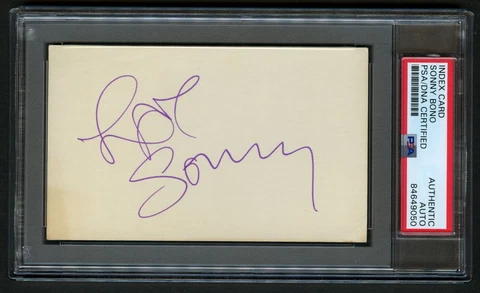 Sonny Bono signed autograph Vintage 3x5 Singer, Actor, and Politician PSA Slab Cover