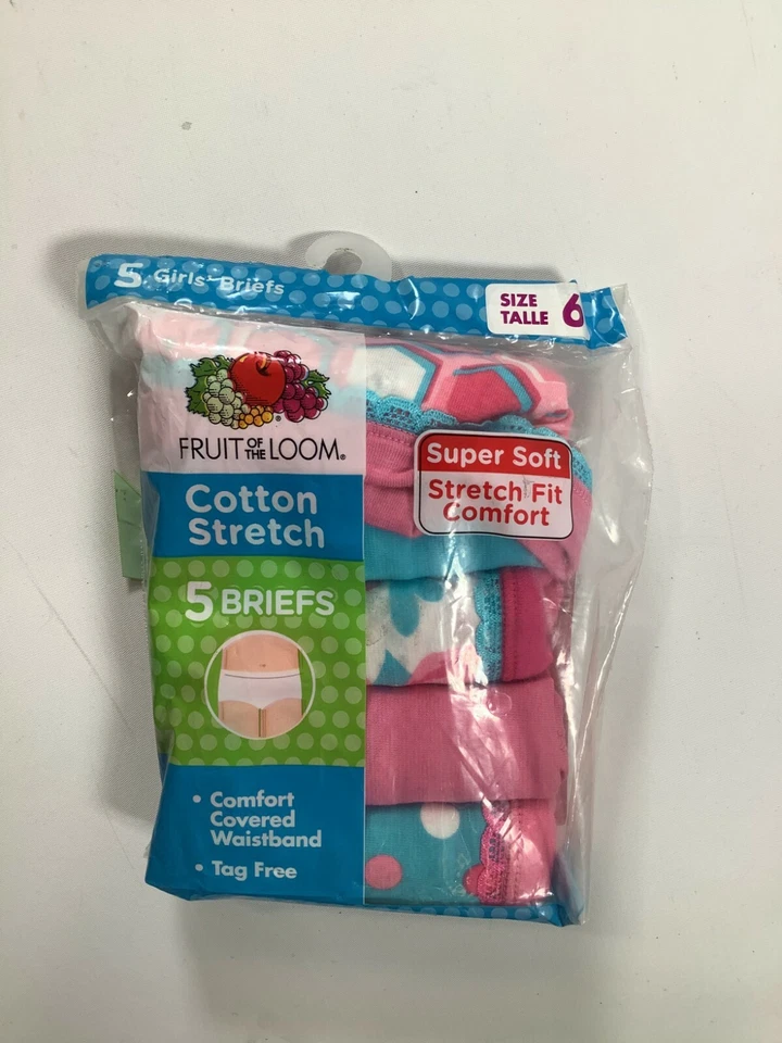 Pack de 5 calzoncillos Fruit Of The Loom rosa azul para niñas ¡NUEVOS! Foto 1 de 2