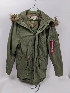 Fishtail Parka US Alpha Industries M65 Jacket Hooded Army Coat Mens Small - Picture 1 of 8