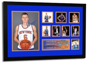 KRISTAPS PORZINGIS NEW YORK KNICKS SIGNED LIMITED EDITION FRAMED MEMORABILIA - Picture 1 of 4