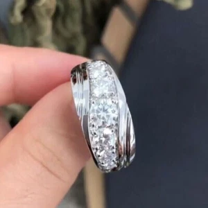 Banda de boda eterna de diamantes de corte redondo de 2,00 quilates chapada en oro blanco 14 K - Imagen 1 de 6