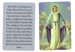 Memorare (Remember O Most Gracious... (Lote de 2) Tarjetas de oración católicas laminadas - Imagen 1 de 1