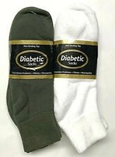  6 or12 Pair Non-Binding Top DIABETIC Green & White Ankle Sock Size 10-13, USA .