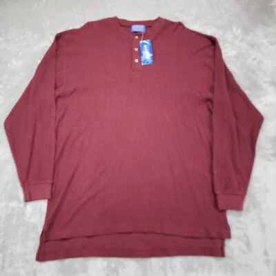 Pendleton Henley Shirt Men Large Burgundy Red Classic Long Sleeve Thermal Button - Image 1 of 4