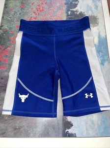 Vintage Under Armour x Project Rock BSR Medium Compression Shorts Blue - Picture 1 of 15