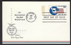 UXC11 Post Card, Artmaster FDC - 15-cent International Air Mail - Flag - Picture 1 of 1