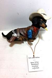 HAMILTON COLLECTION TAILS OF AN OUTLAW SPURS 'N FUR DACHSHUND COWBOYS FIGURINE - Picture 1 of 4
