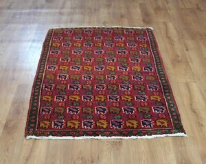 OLD WOOL HAND HAMEDAN ORIENTAL FLORAL RUNNER AREA RUG CARPET 140X 98CM - Picture 1 of 8