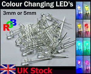 25pack Rainbow LEDS 3mm 5mm Slow Changing Cycle RGB LED Mulitcolour - UK Stock - Picture 1 of 3