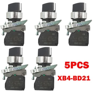 5Pc XB4-BD21 Selector Switch Metal Black 22mm 2 Positions Stay Put 1NO XB4BD21 - Picture 1 of 15