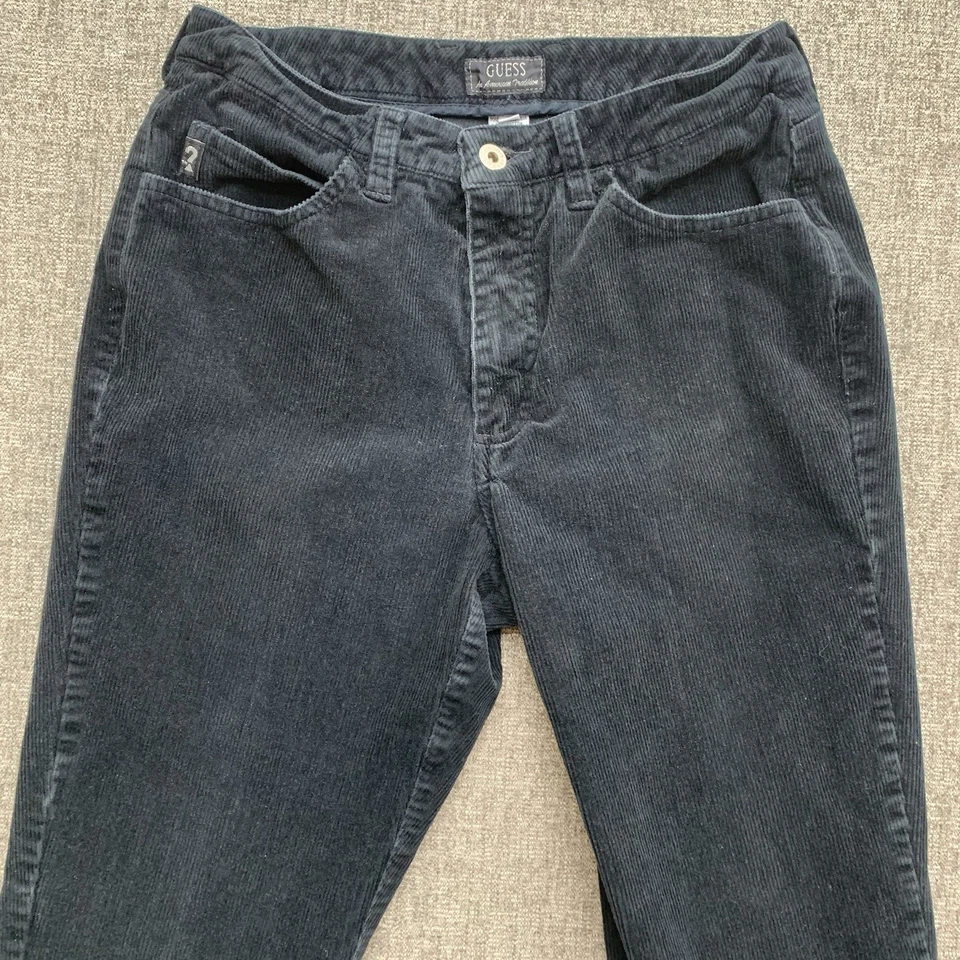 Pantalones de pana negros Guess Jeans para mujer 28 Y2K acampanados tiro bajo retro (26x26) Foto 1 de 4