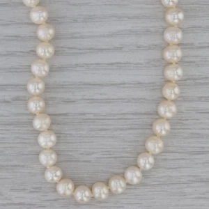 Cultured Pearl Bead Single Strand Necklace 14k Gold Clasp 18.25" 7-7.5mm - Picture 1 of 8