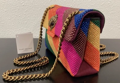 Kurt Geiger Mini Kensington Tela Cristales Arco Iris 8" x 2.5" x 5.25" Totalmente Nuevo Foto 1 de 4