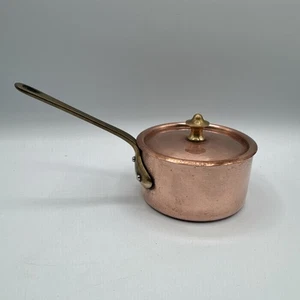 Rare Mauviel x Williams Sonoma France Copper Butter Warmer Pot Pan & Lid 1 Cup - Foto 1 di 12