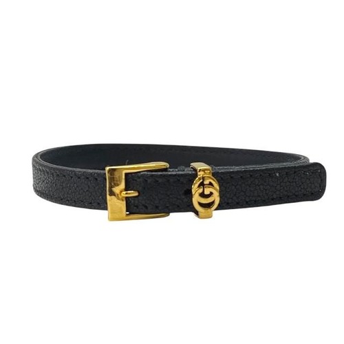 3. Gucci Bracciale Braccialetto Accessori Doppia G Fibbia Pelle Gp Nero