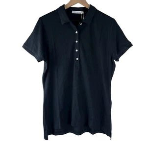 NWT Peter Millar Womens Black Giza Cotton Polo Shirt Size Medium - Picture 1 of 5