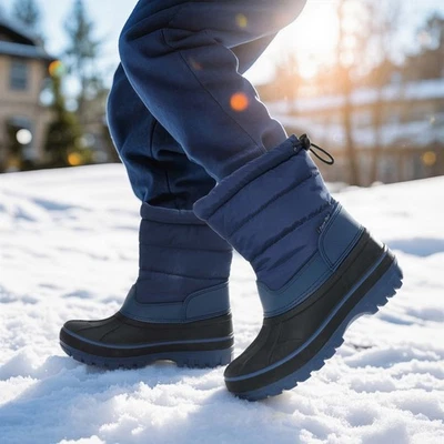 Botas de invierno para niños pequeños grandes cálidas acogedoras a media pantorrilla al aire libre nieve botas de esquí Foto 1 de 4