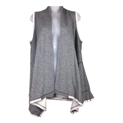 Ruby Rd Women’s Vest M Gray Open Front Asymmetrical Hem Pockets Trim - Image 1 of 4