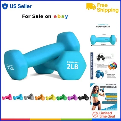 Home Gym Equipment Weights Cast Iron Neoprene 2lb Pair for Strength Yoga - Image 1 of 4