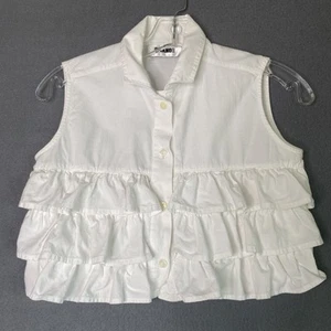 vtg Gitano Sleeveless Top Youth L White 100% Cotton Cottagecore Boho Coastal - Picture 1 of 6