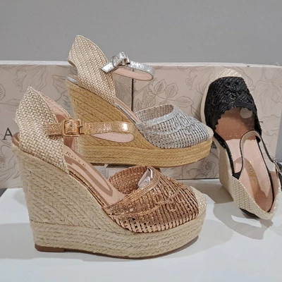 Scarpe  Donna Zeppa Spago Tacchi alti 10 Zatteroni Espadrillas Corda  VV - Immagine 1 di 4