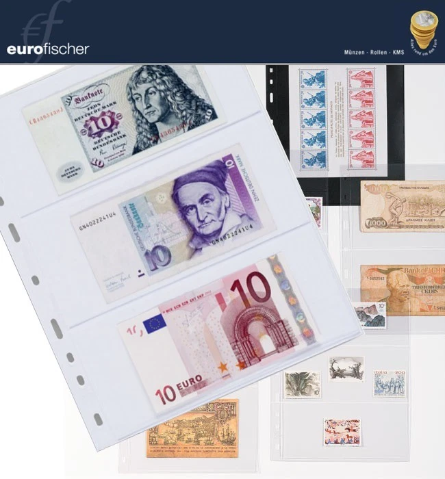 Fundas para billetes Leuchtturm Optima paquete de 10 diferentes variantes cristalinas