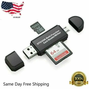 Adaptador Micro USB OTG a USB 2.0 SD SD lector de tarjetas SD/Micro SD con USB estándar macho - Imagen 1 de 12