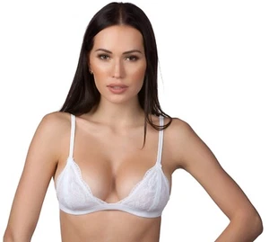 Anemone Ladies Wireless Triangle Lace Bralette WHITE #3011 - Picture 1 of 1