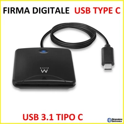 EWENT Lettore Tessera Sanitaria USB-C Type C Smart Card Firma Digitale Agenzia Entrate