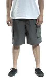 YAGO Herren Elastische Taille Kordelzug Relaxed Fit Cargo Shorts Schwarz S-5XL I3 - Bild 1 von 8