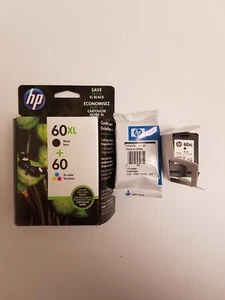 HP 60XL BLACK 60 TRI COLOR COMBO PACK INK CARTRIDGE set of 2 dated 10/17 GENUINE - Picture 1 of 3